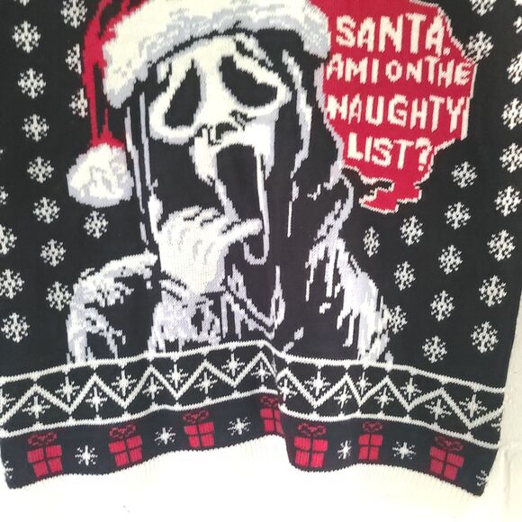GhostFace Ghost Face Scream Ugly Christmas Holiday Ugly Sweater Large Size L EUC - Picture 4 of 13